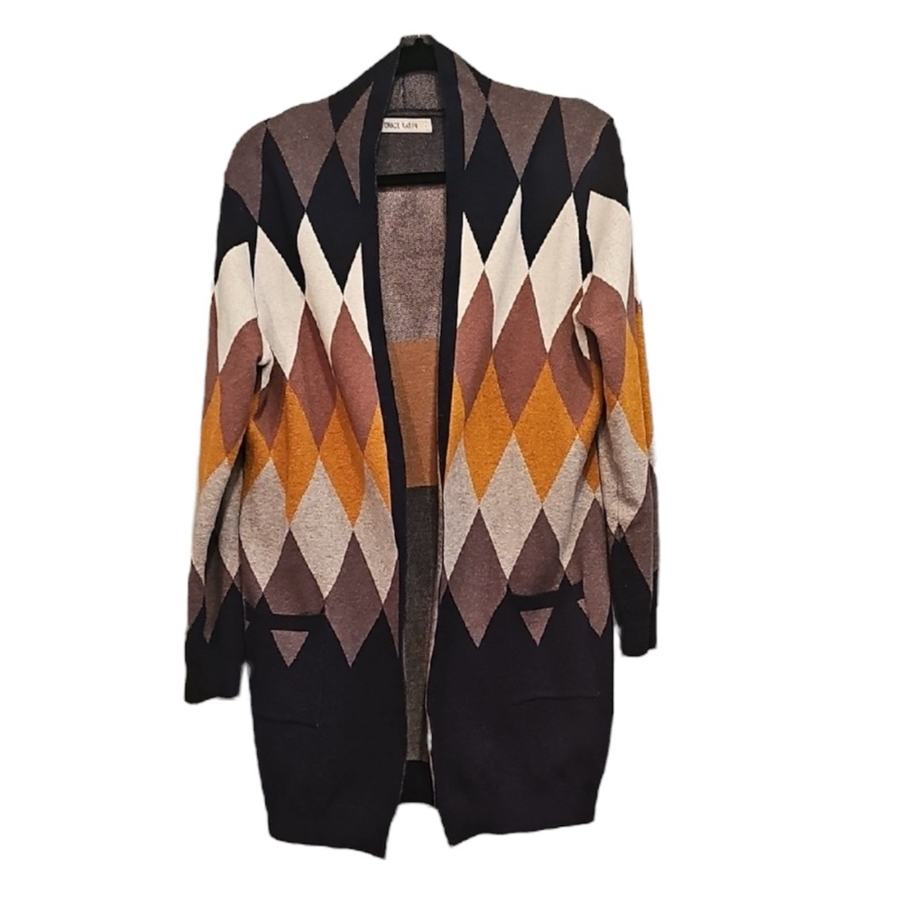 🌺 Grace Karin Argyle Cardigan Sweater Size L.